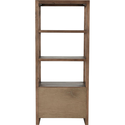 Fenmore 2 Drawer Bookcase by Kosas Home in almond brown. Made from pine wood in a modern style.