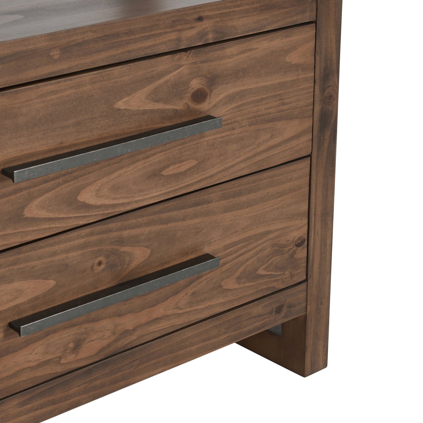 012 SI-2007482 | Closeup | Fenmore 2 Drawer Bookcase by Kosas Home in almond brown. Made from pine wood in a modern style.