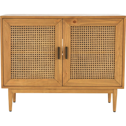 Edris 2 Door Accent Cabinet by Kosas Home in beige. Made from pine wood, cane in a cottage & farmhouse style.
