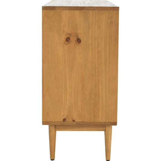 Edris 2 Door Accent Cabinet by Kosas Home in beige. Made from pine wood, cane in a cottage & farmhouse style.