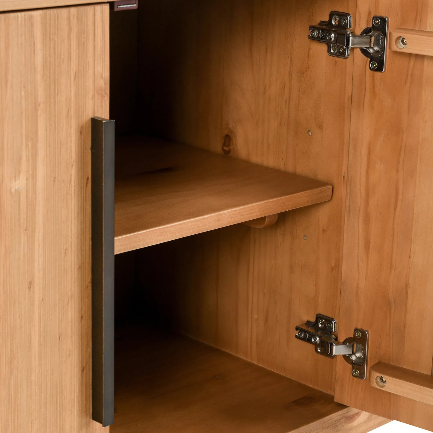 011 SI-2453394 | Closeup | Fenmore 4 Door Sideboard by Kosas Home in natural. Made from pine wood in a transitional style.