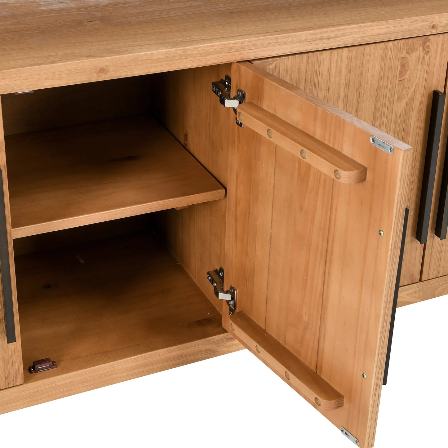 012 SI-2453394 | Closeup | Fenmore 4 Door Sideboard by Kosas Home in natural. Made from pine wood in a transitional style.
