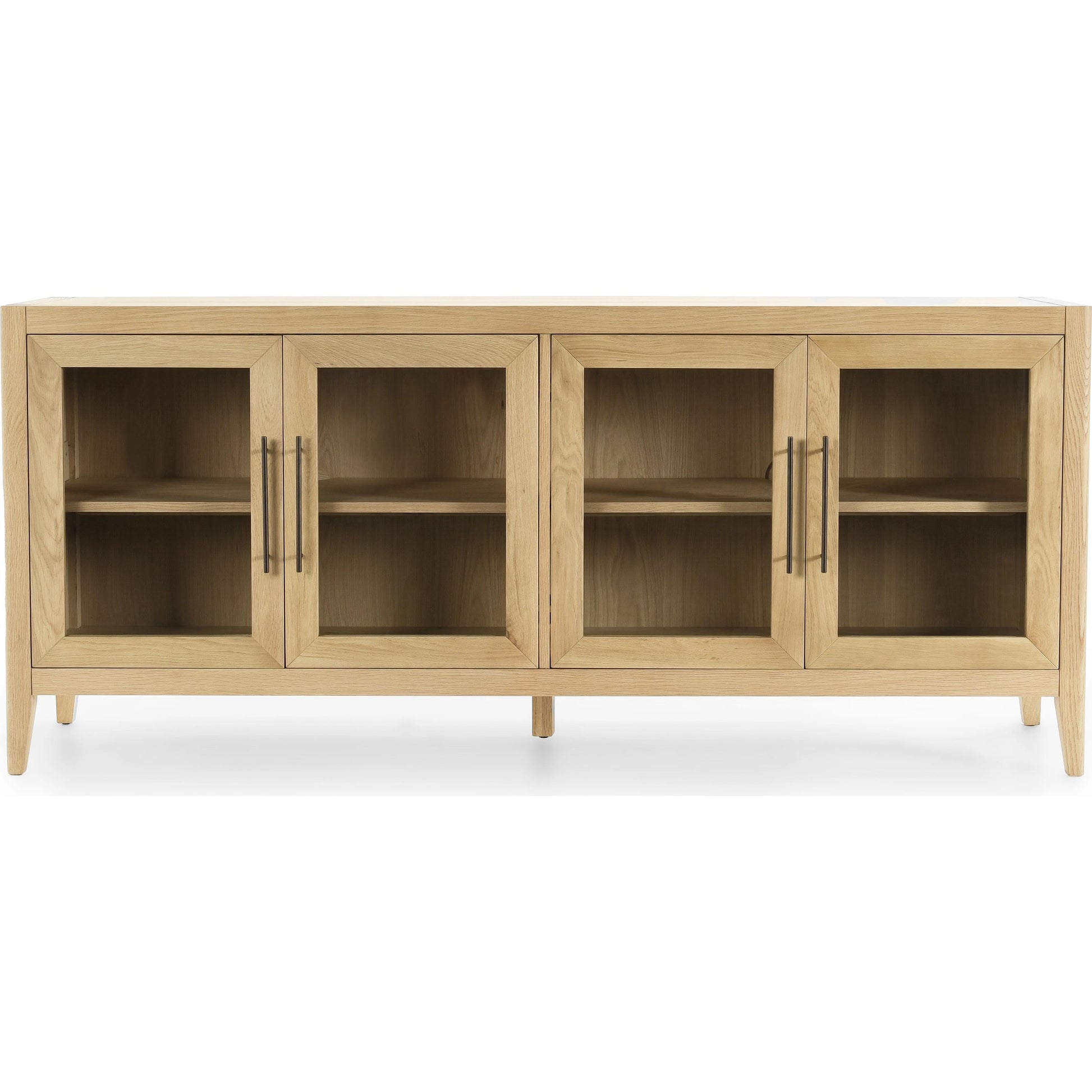 Beechgrove Four Door Sideboard by Kosas Home in natural brown. Made from oak wood in a modern style.