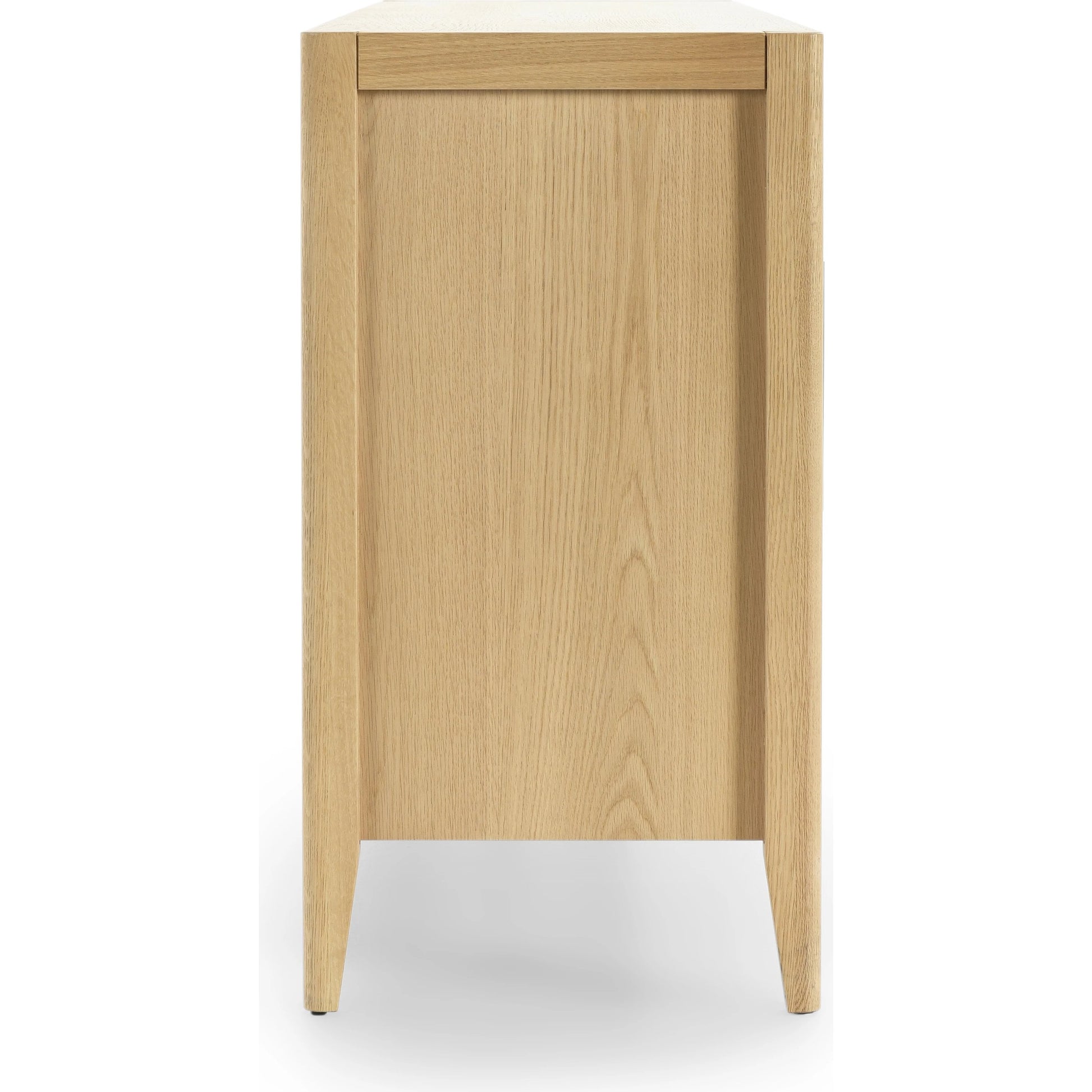 Beechgrove Four Door Sideboard by Kosas Home in natural brown. Made from oak wood in a modern style.