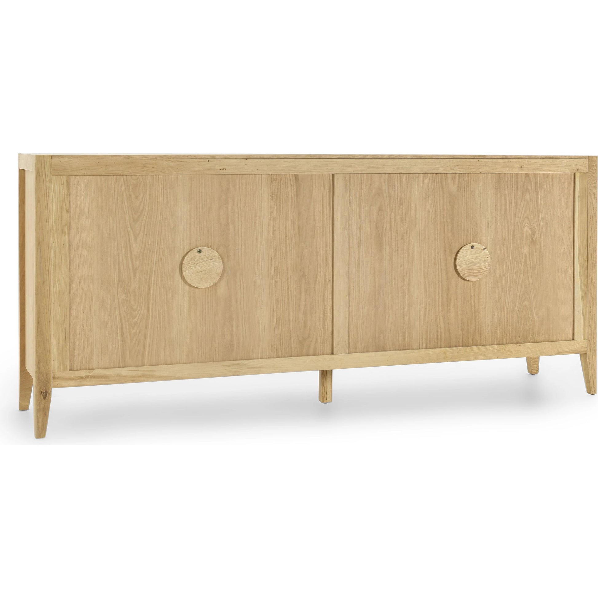 Beechgrove Four Door Sideboard by Kosas Home in natural brown. Made from oak wood in a modern style.