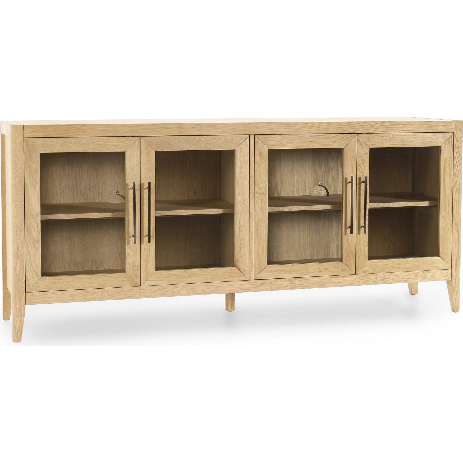 Beechgrove Four Door Sideboard by Kosas Home in natural brown. Made from oak wood in a modern style.