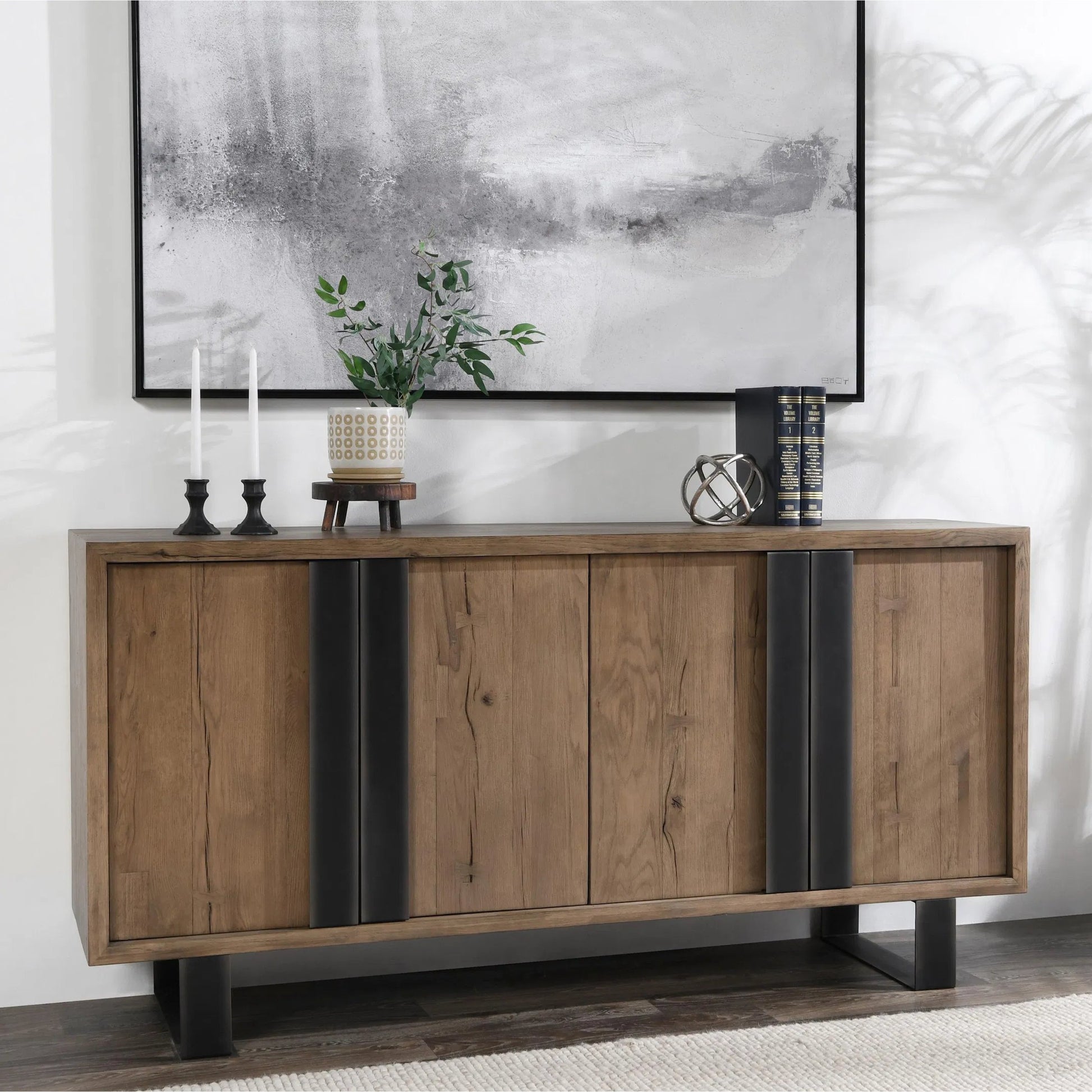 Danica Reclaimed Oak 4-Door Buffet by Classic Home in natural,black. Made from unique in a unique style.