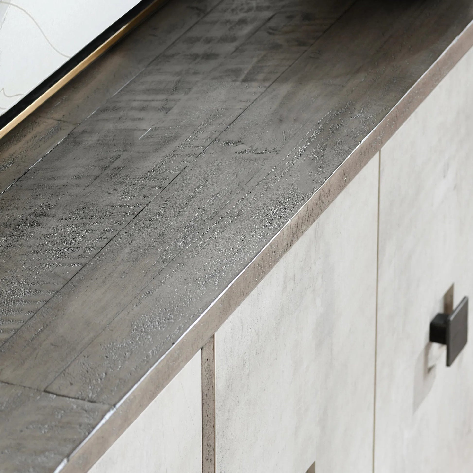 Denver 80" Sideboard Buffet by Classic Home in distressed gray, antique white. Made from unique in a transitional style.