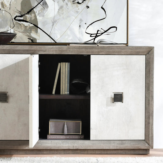 Denver 80" Sideboard Buffet by Classic Home in distressed gray, antique white. Made from unique in a transitional style.