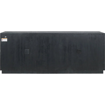 Larson 90" Glass Reclaimed Pine Wood Sideboard by Classic Home in black. Made from unique in a modern style.