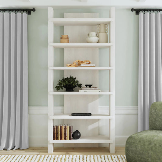 Doku 6 Shelf Oak Veneer Bookshelf by Classic Home in white wash. Made from oak veneer in a transitional style.