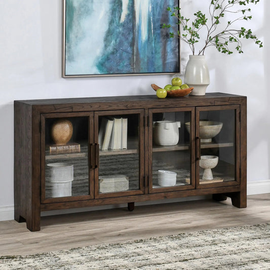Troy 72" Reclaimed Oak Wood Buffet Sideboard by Classic Home in brown. Made from unique in a traditional style.