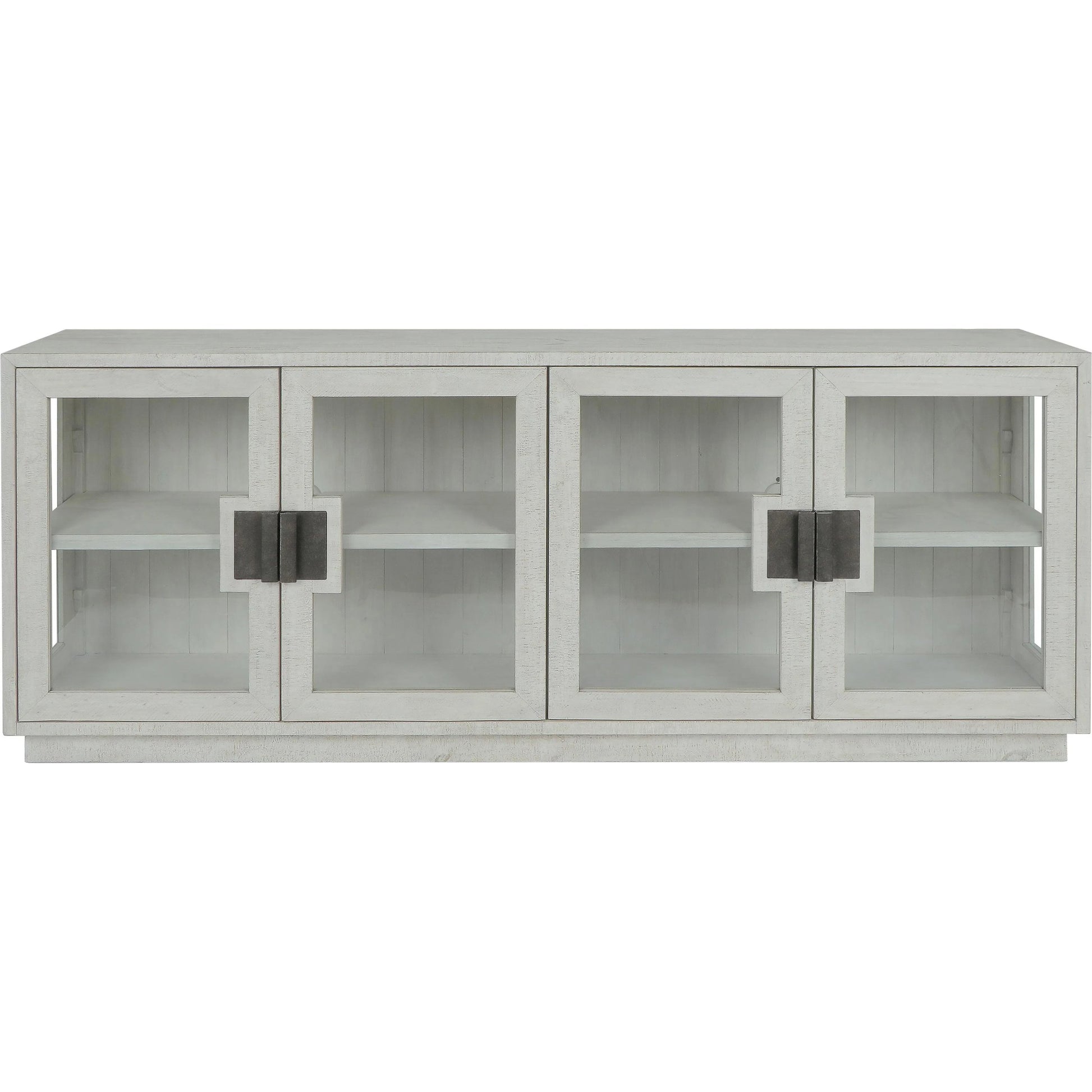 Larson 90" Glass Reclaimed Pine Wood Sideboard by Classic Home in black. Made from unique in a modern style.