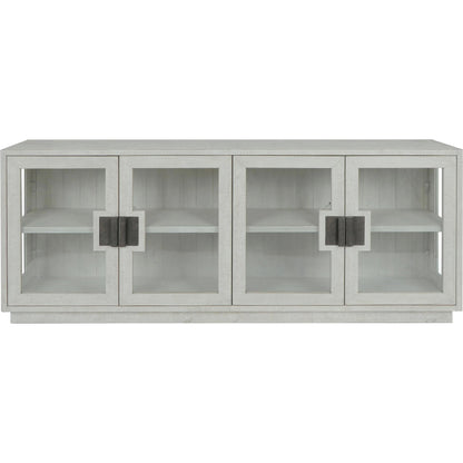 Larson 90" Glass Reclaimed Pine Wood Sideboard by Classic Home in black. Made from unique in a modern style.