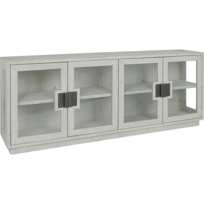 Larson 90" Glass Reclaimed Pine Wood Sideboard by Classic Home in black. Made from unique in a modern style.