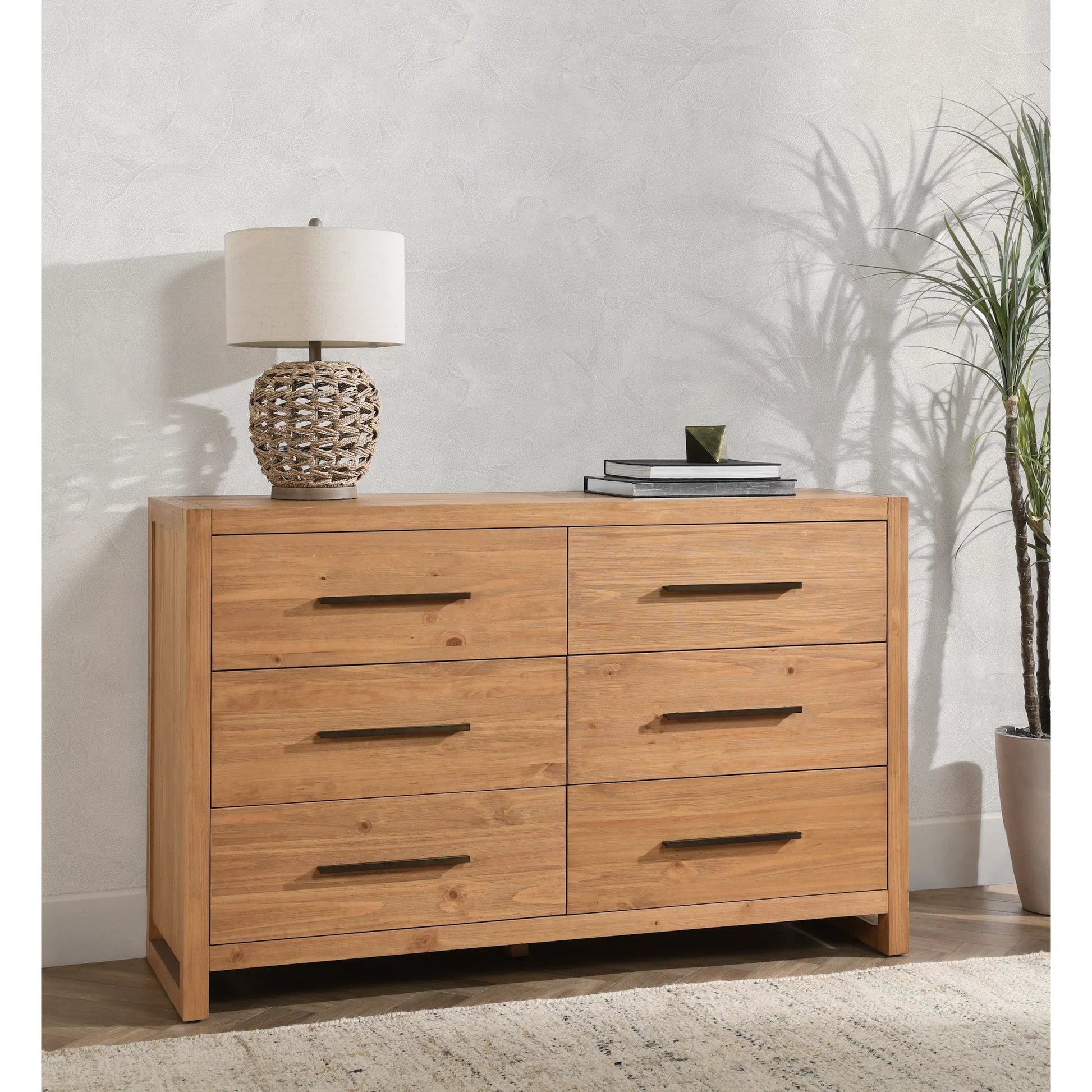 Fenmore 6-Drawer Dresser by Kosas Home in natural. Made from pine wood in a transitional style.