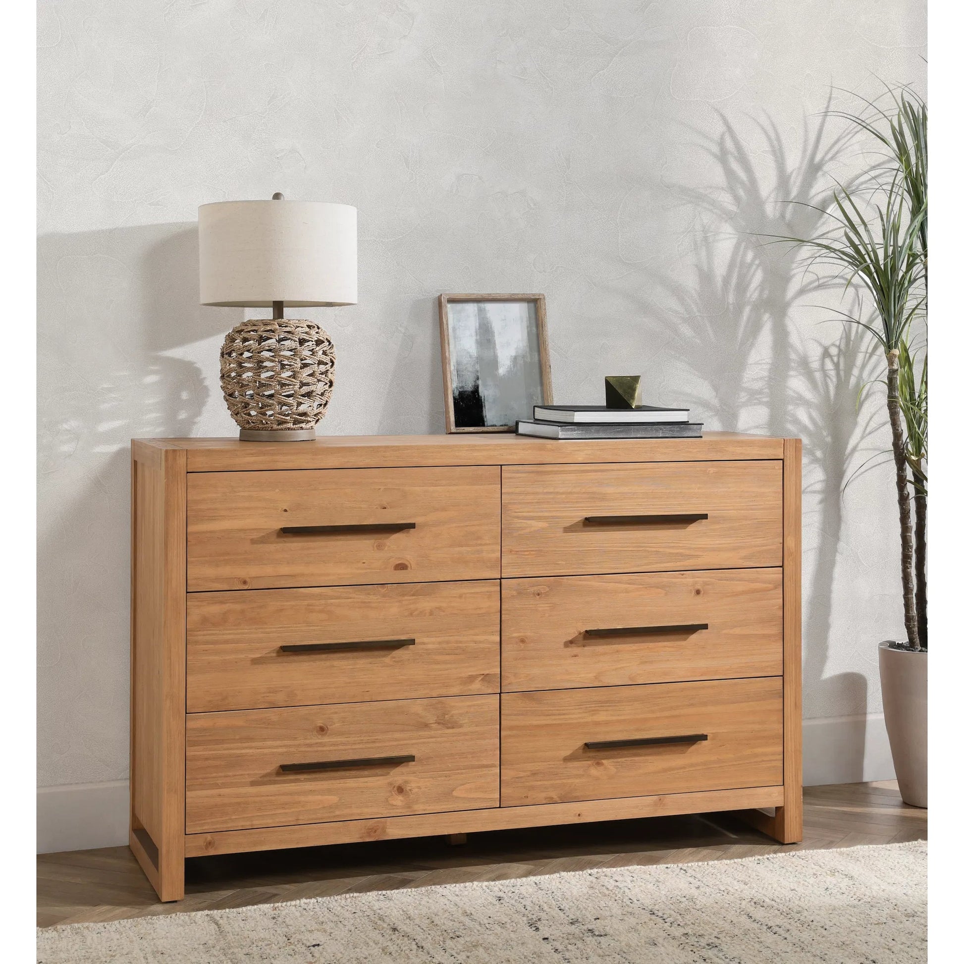 Fenmore 6-Drawer Dresser by Kosas Home in natural. Made from pine wood in a transitional style.