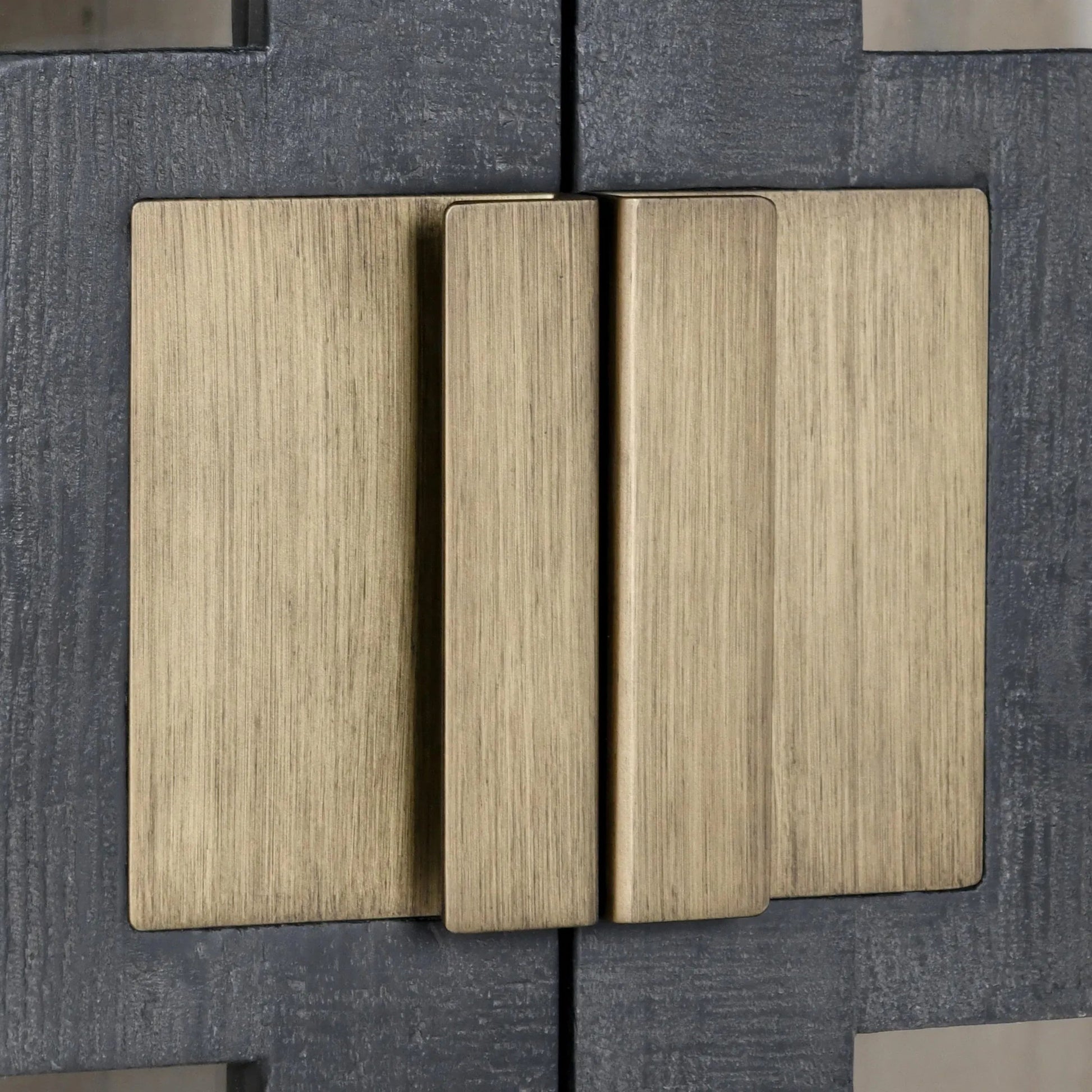 Larson Two-Door Glass Oak Wood Cabinet by Classic Home in black. Made from unique in a modern style.