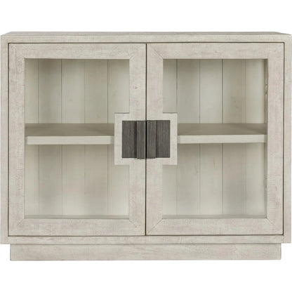 Larson Two-Door Glass Oak Wood Cabinet by Classic Home in black. Made from unique in a modern style.