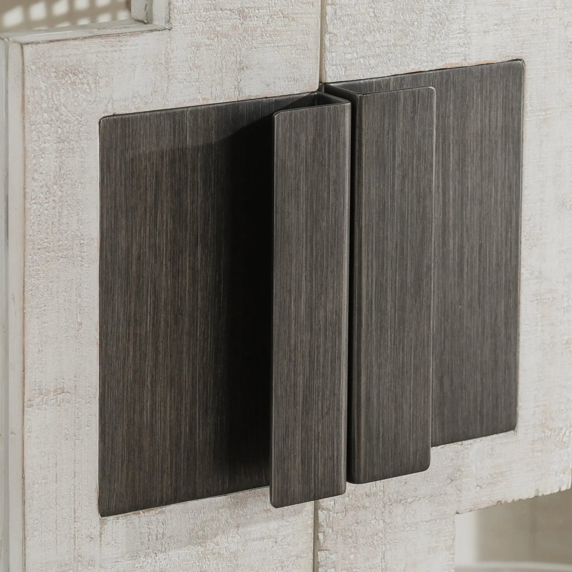 Larson Two-Door Glass Oak Wood Cabinet by Classic Home in black. Made from unique in a modern style.