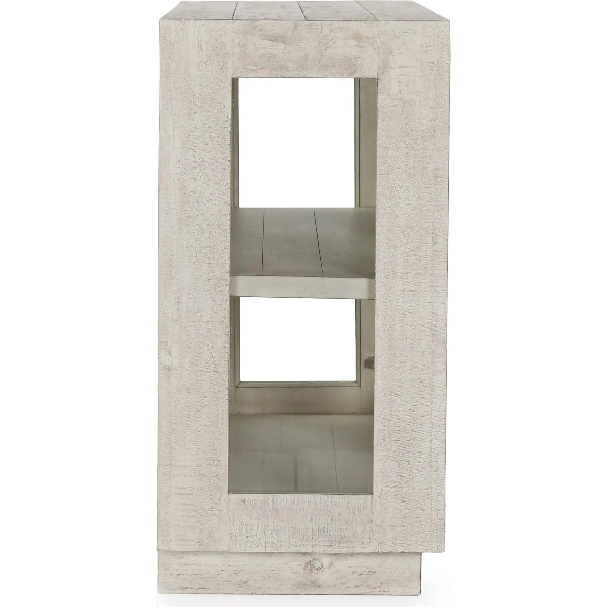 Larson Two-Door Glass Oak Wood Cabinet by Classic Home in black. Made from unique in a modern style.