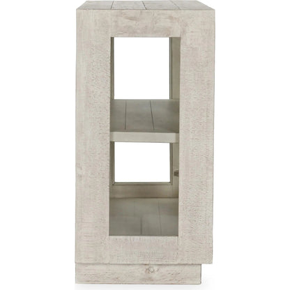 Larson Two-Door Glass Oak Wood Cabinet by Classic Home in black. Made from unique in a modern style.