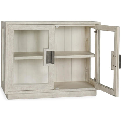 Larson Two-Door Glass Oak Wood Cabinet by Classic Home in black. Made from unique in a modern style.