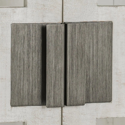 Larson Two-Door Glass Oak Wood Cabinet by Classic Home in black. Made from unique in a modern style.