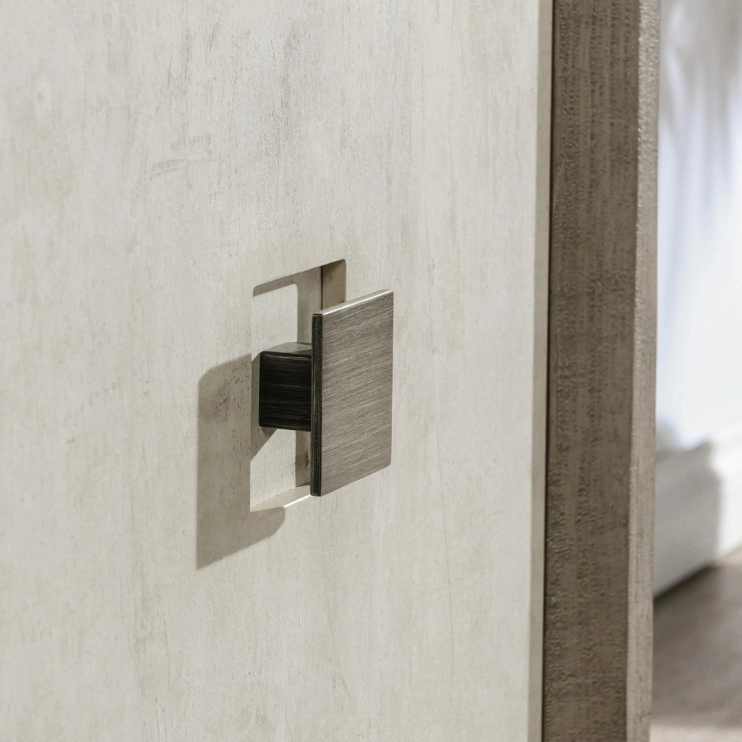 006 SI-2238848 | Closeup | Denver 50" Wood Sideboard Buffet by Classic Home in distressed gray, concrete white. Made from concrete laminate, reclaimed pine in a transitional style.