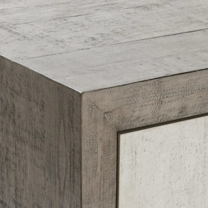 Denver 50" Wood Sideboard Buffet by Classic Home in distressed gray, concrete white. Made from concrete laminate, reclaimed pine in a transitional style.