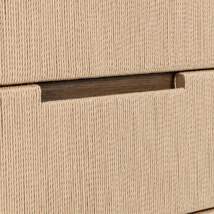 Corda 6-Drawer Dresser by Classic Home in nut brown, natural. Made from oak wood, rope in a transitional style.