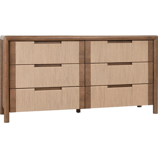 Corda 6-Drawer Dresser by Classic Home in nut brown, natural. Made from oak wood, rope in a unique style.