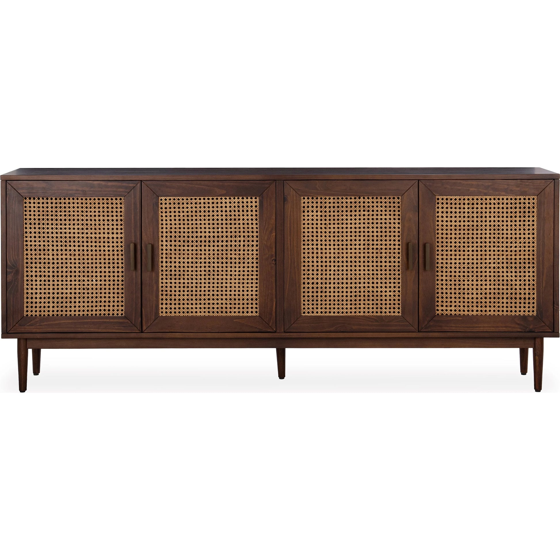 Edris 4-Door Wood Sideboard Buffet by Kosas Home. Made from pine wood, cane in a rustic style.