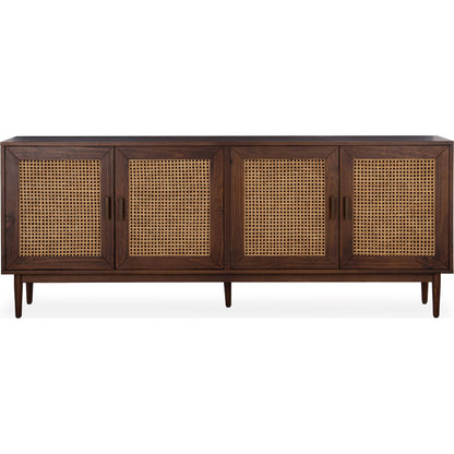 Edris 4-Door Wood Sideboard Buffet by Kosas Home. Made from pine wood, cane in a rustic style.