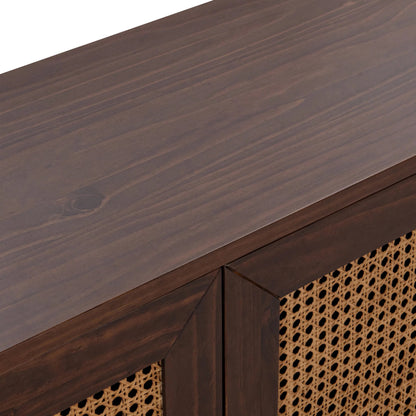 Edris 4-Door Wood Sideboard Buffet by Kosas Home. Made from pine wood, cane in a rustic style.