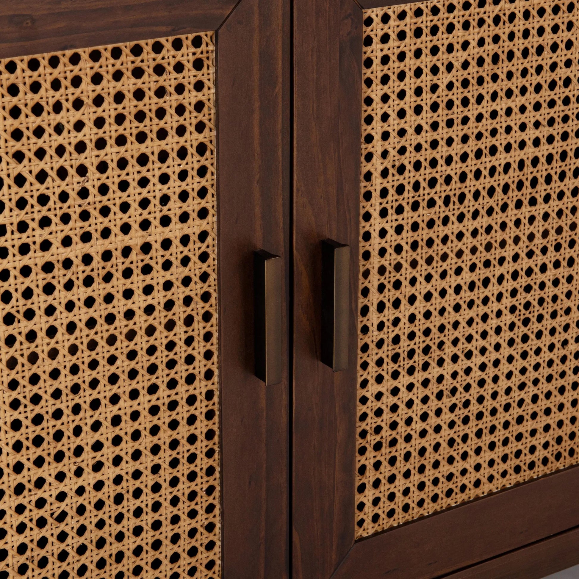 Edris 4-Door Wood Sideboard Buffet by Kosas Home. Made from pine wood, cane in a rustic style.