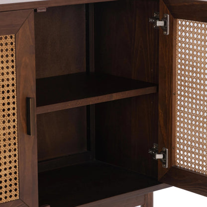 Edris 4-Door Wood Sideboard Buffet by Kosas Home. Made from pine wood, cane in a rustic style.