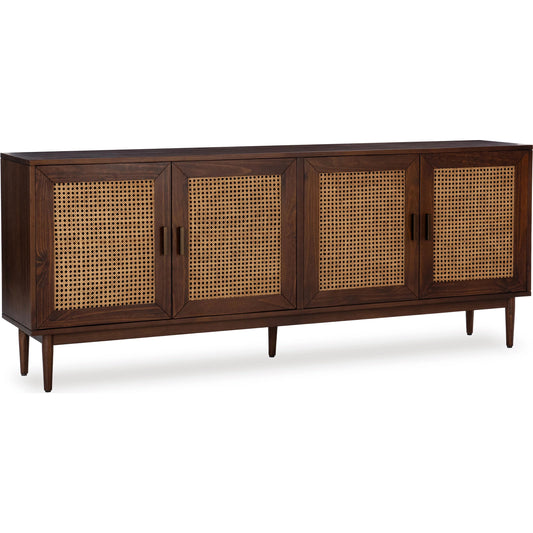 Edris 4-Door Wood Sideboard Buffet by Kosas Home. Made from pine wood, cane in a unique style.