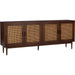 Edris 4-Door Wood Sideboard Buffet by Kosas Home. Made from pine wood, cane in a rustic style.