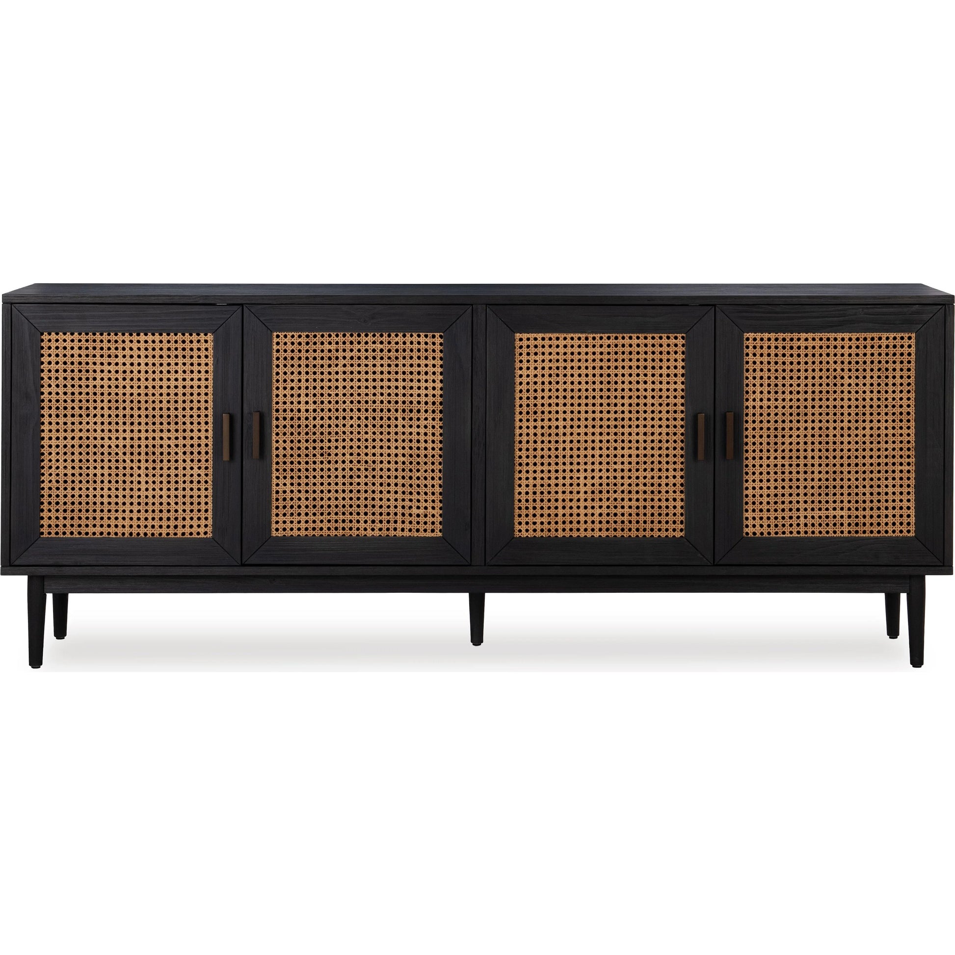 Edris 4-Door Wood Sideboard Buffet by Kosas Home. Made from pine wood, cane in a rustic style.