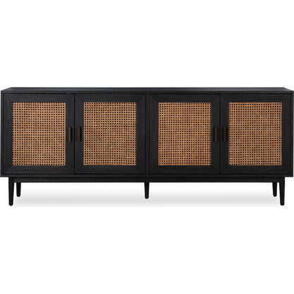 Edris 4-Door Wood Sideboard Buffet by Kosas Home. Made from pine wood, cane in a rustic style.