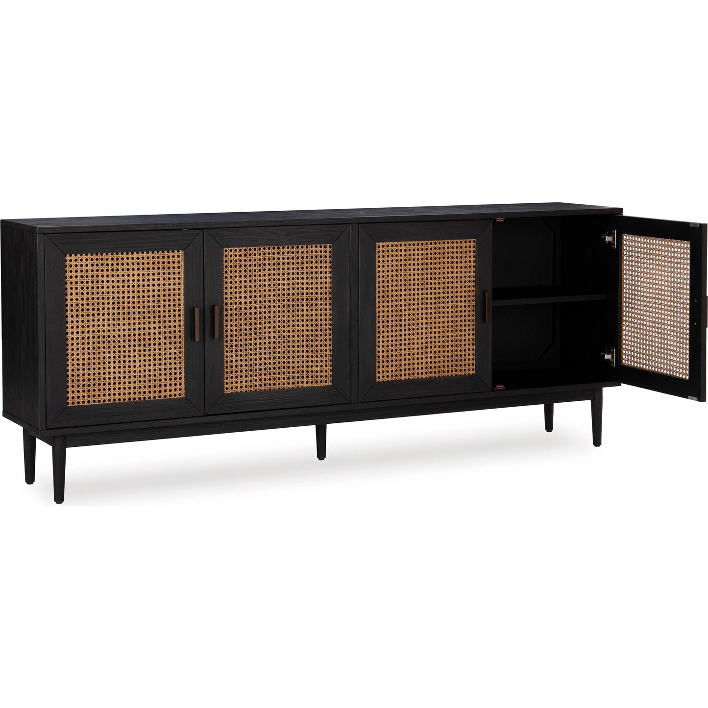 009 SI-2353786 | Additional Silo | Edris 4-Door Wood Sideboard Buffet by Kosas Home. Made from pine wood, cane in a rustic style.