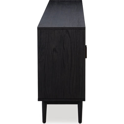 Edris 4-Door Wood Sideboard Buffet by Kosas Home. Made from pine wood, cane in a rustic style.
