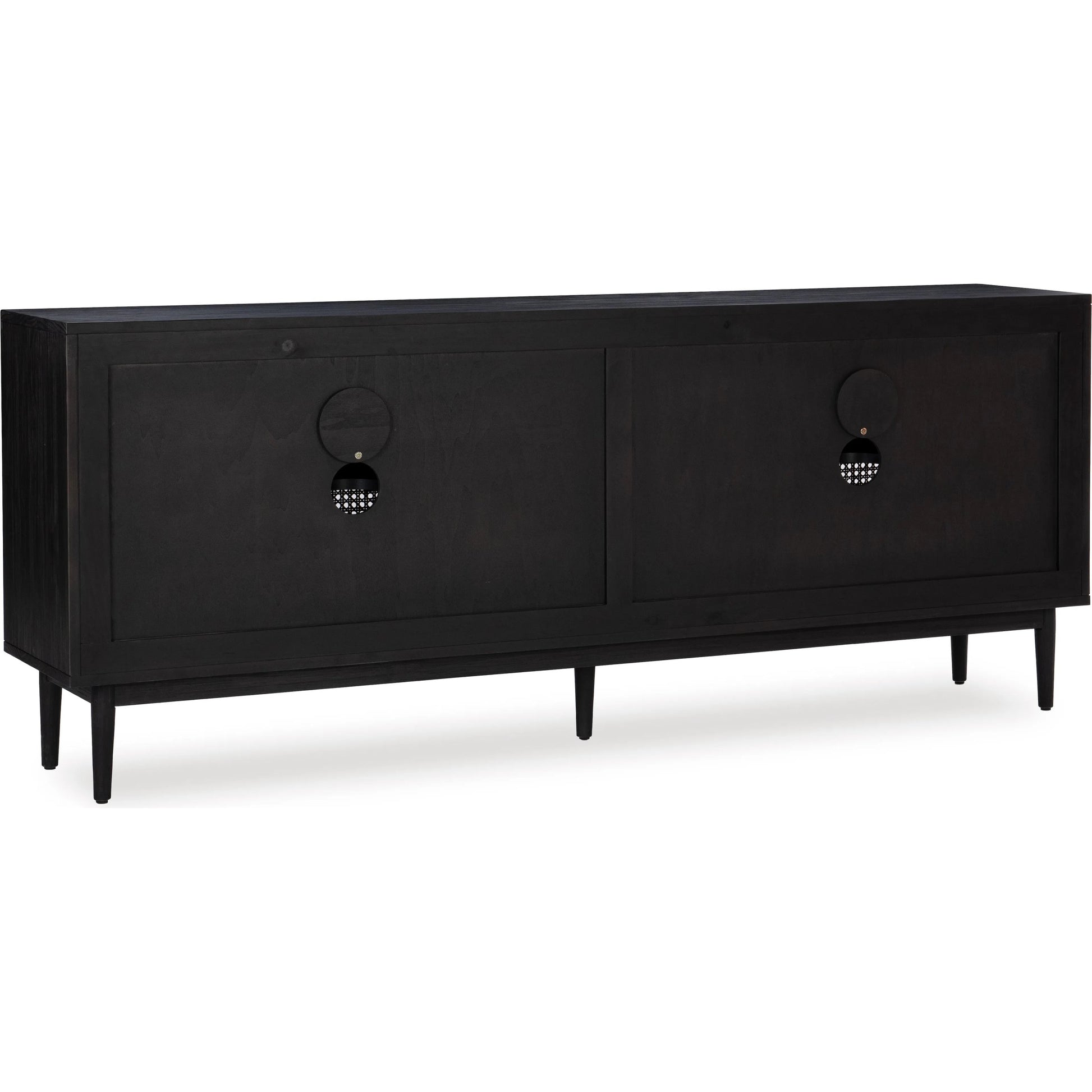 Edris 4-Door Wood Sideboard Buffet by Kosas Home. Made from pine wood, cane in a rustic style.