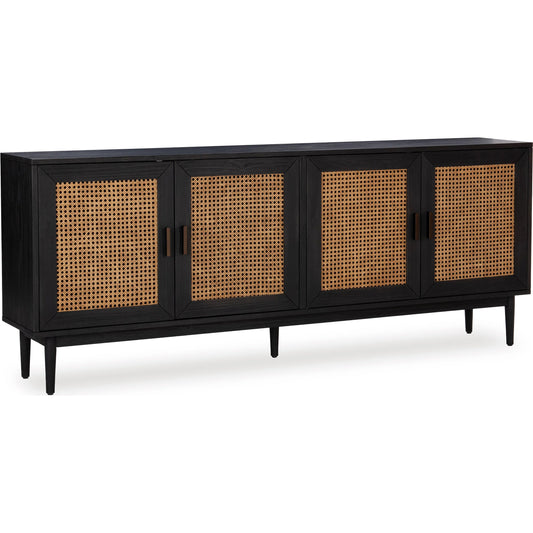 Edris 4-Door Wood Sideboard Buffet by Kosas Home. Made from pine wood, cane in a unique style.