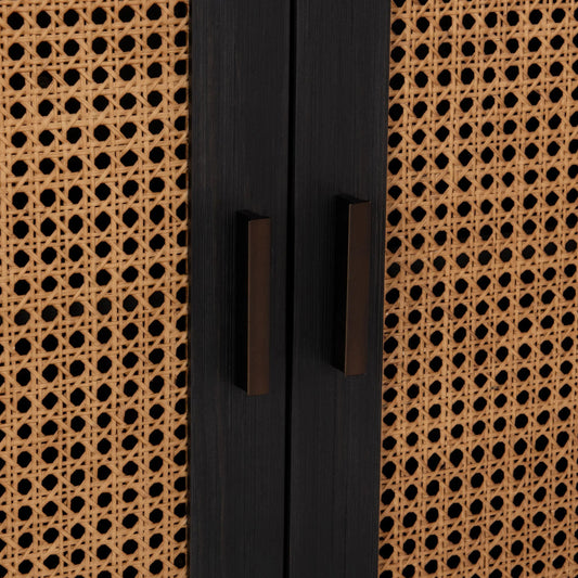 Edris 2-Door Accent Cabinet by Kosas Home in painted. Made from pine wood, cane in a unique style.