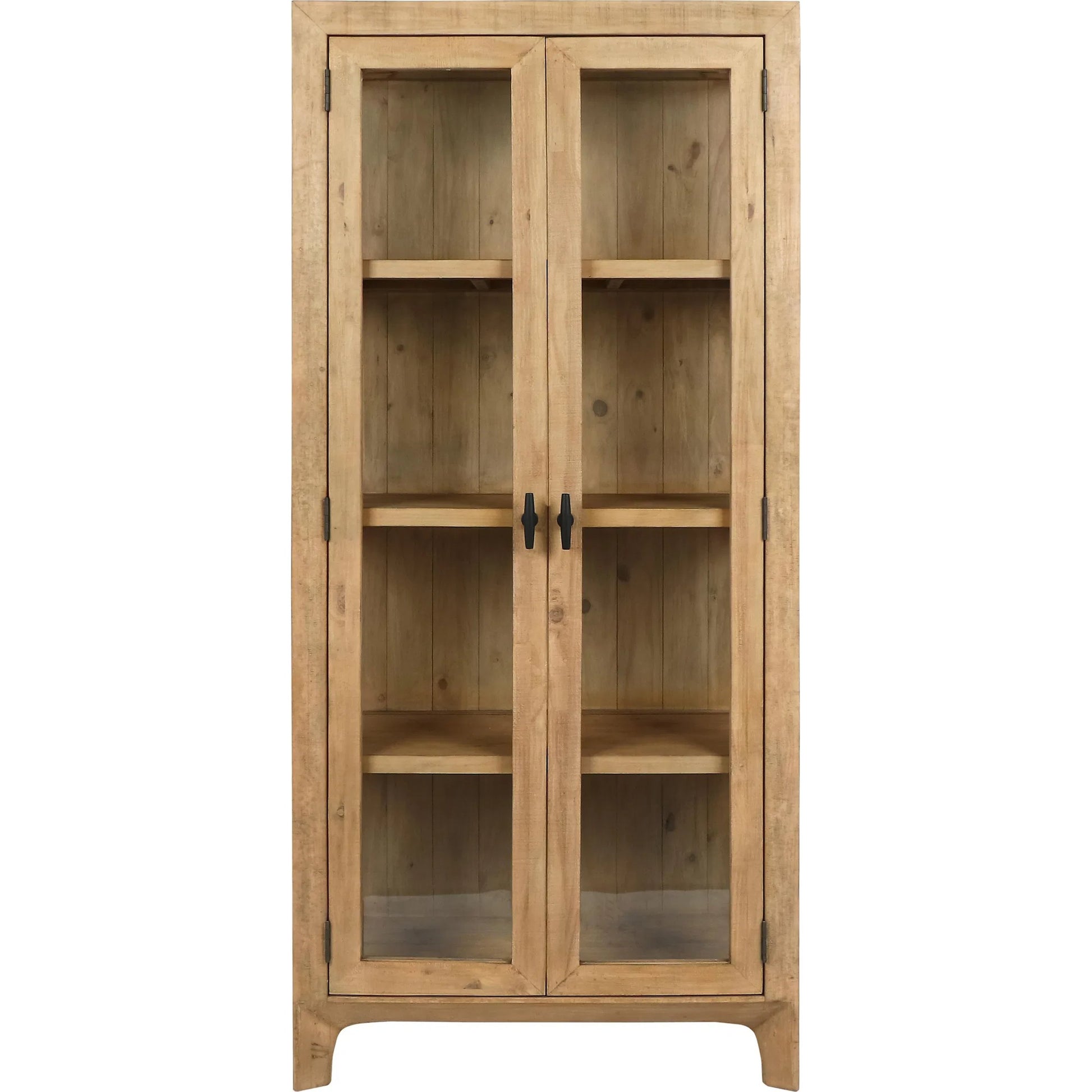 Crest Reclaimed Pine Curio Cabinet by Classic Home in natural. Made from reclaimed pine, tempered glass in a transitional style.