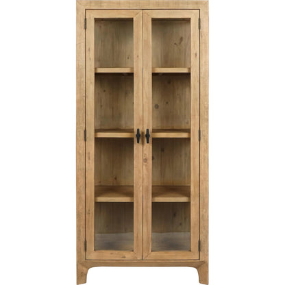 Crest Reclaimed Pine Curio Cabinet by Classic Home in natural. Made from reclaimed pine, tempered glass in a transitional style.
