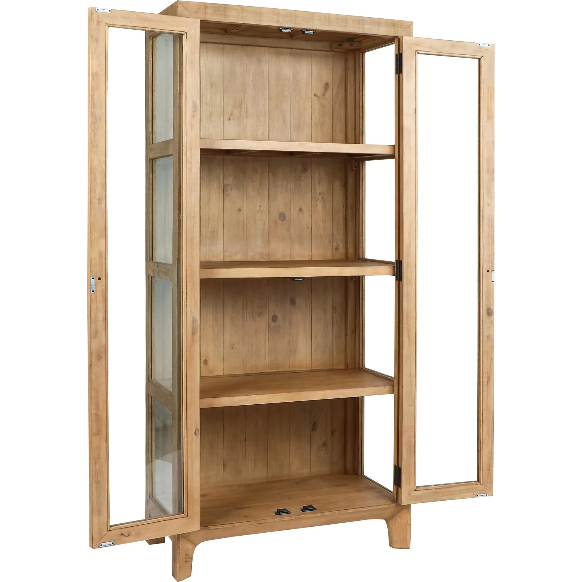 Crest Reclaimed Pine Curio Cabinet by Classic Home in natural. Made from reclaimed pine, tempered glass in a transitional style.