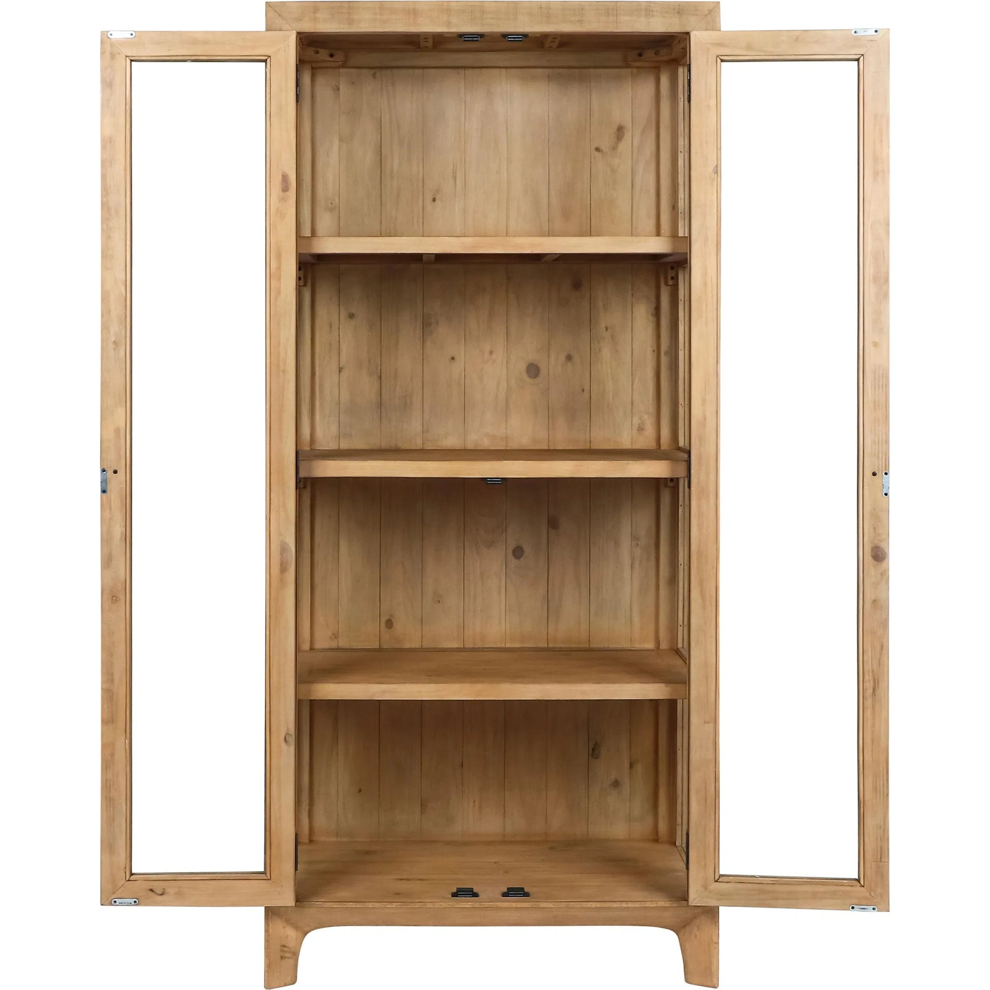 Crest Reclaimed Pine Curio Cabinet by Classic Home in natural. Made from reclaimed pine, tempered glass in a transitional style.